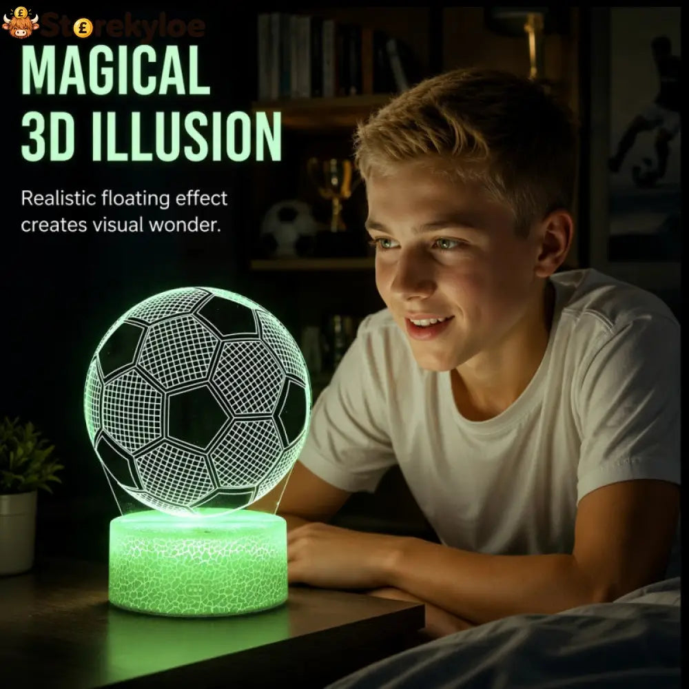 ⚽ 50% OFF! Glow Soccer Night Light | 3D Holographic Illusion | Dynamic RGB Color Changing | Eye-Friendly LED | Touch & Remote Control 🌈✨