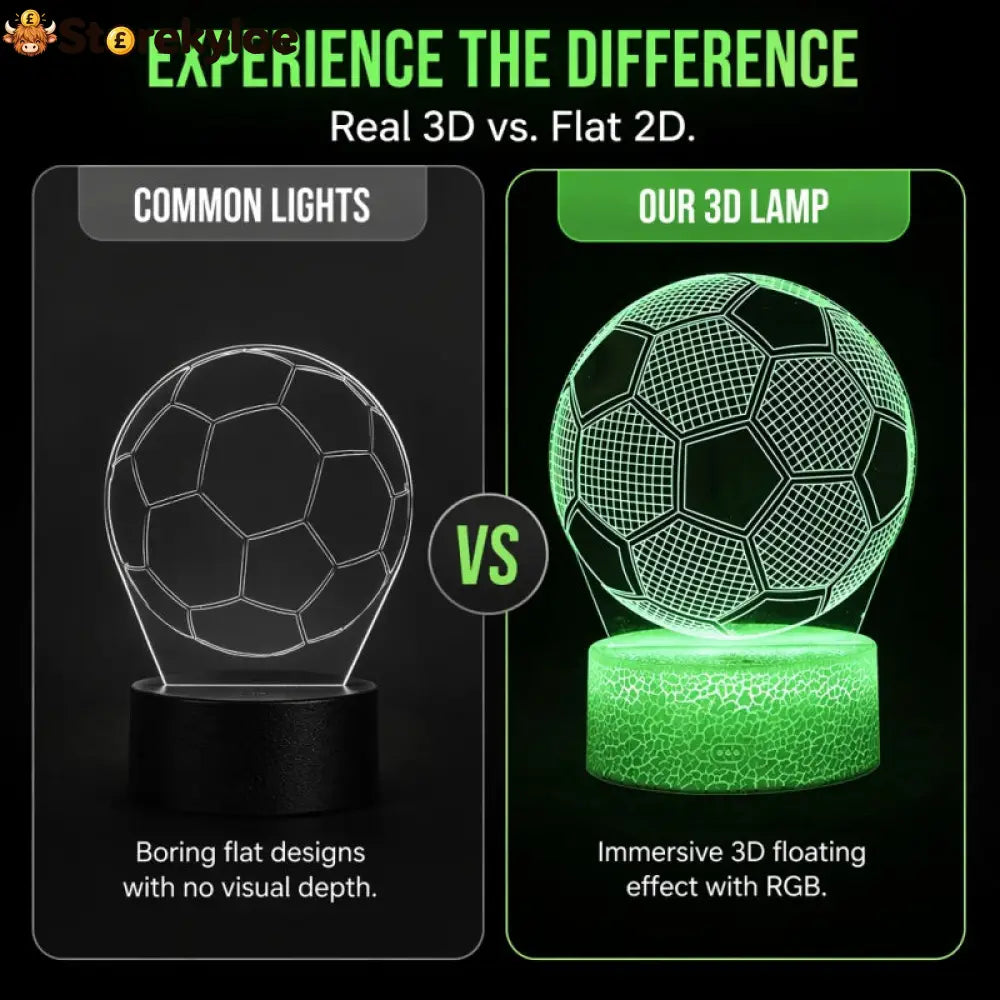 ⚽ 50% OFF! Glow Soccer Night Light | 3D Holographic Illusion | Dynamic RGB Color Changing | Eye-Friendly LED | Touch & Remote Control 🌈✨
