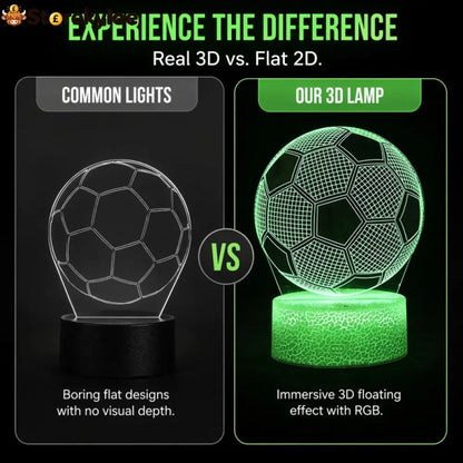 ⚽ 50% OFF! Glow Soccer Night Light | 3D Holographic Illusion | Dynamic RGB Color Changing | Eye-Friendly LED | Touch & Remote Control 🌈✨