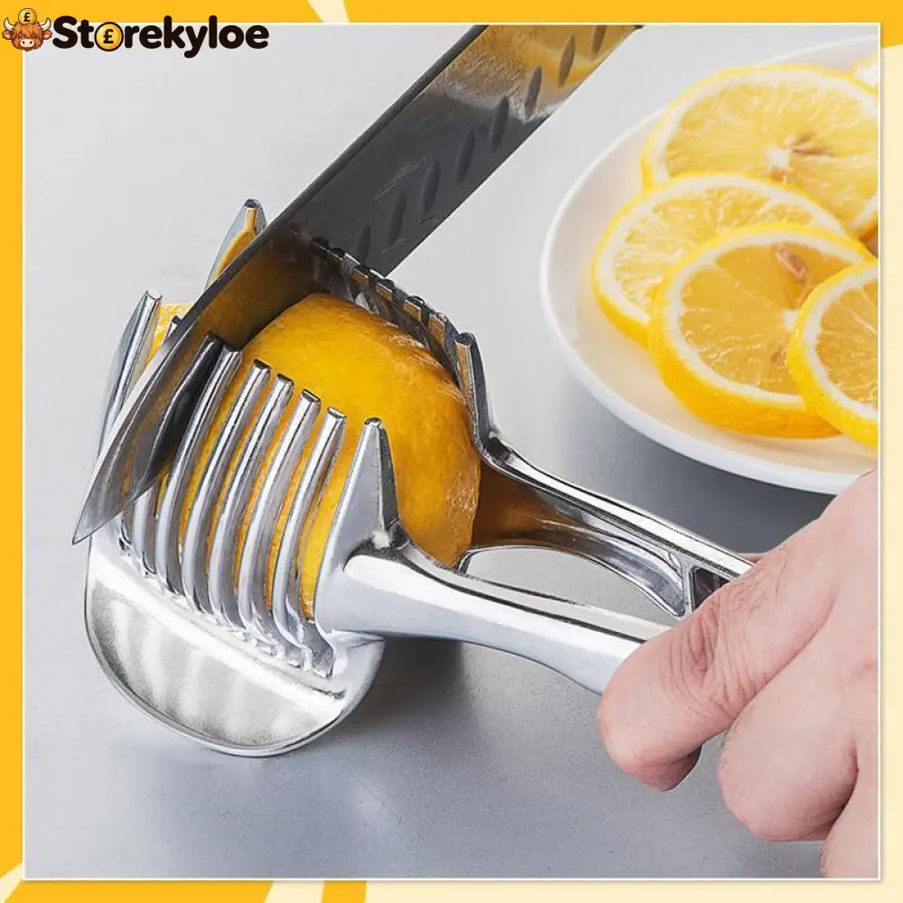 🍋50% OFF NOW! Creative Kitchen Slice Cutting Tool, Food‑Grade Aluminum Alloy Hand‑Held Slicer, Quick Slicing Holder for Lemon, Tomato, Onion & Soft Fruits Vegetables