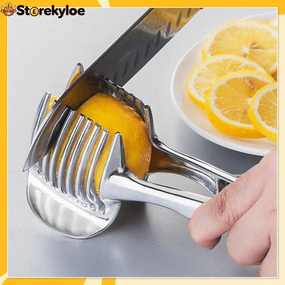 🍋50% OFF NOW! Creative Kitchen Slice Cutting Tool, Food‑Grade Aluminum Alloy Hand‑Held Slicer, Quick Slicing Holder for Lemon, Tomato, Onion & Soft Fruits Vegetables