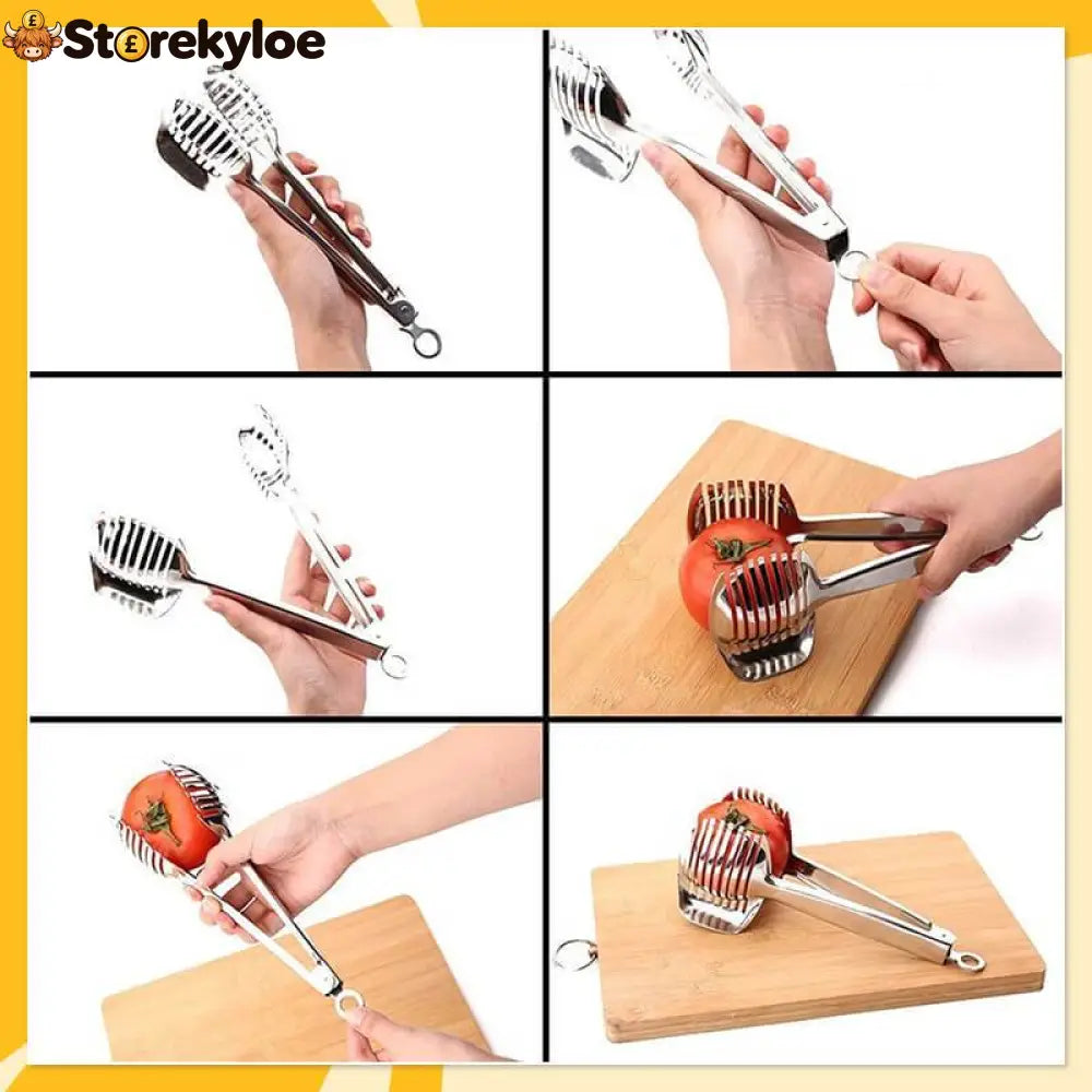 🍋50% OFF NOW! Creative Kitchen Slice Cutting Tool, Food‑Grade Aluminum Alloy Hand‑Held Slicer, Quick Slicing Holder for Lemon, Tomato, Onion & Soft Fruits Vegetables