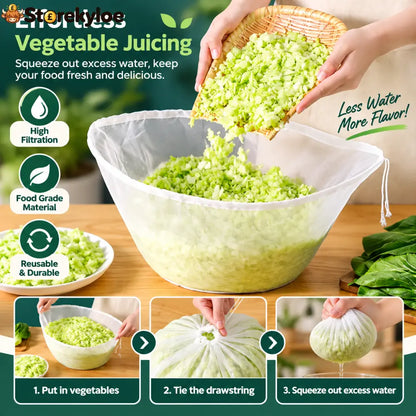 🥬50% OFF NOW! No-Mess Fine Mesh Nylon Strain Bag – Reusable Food Filter Bag for Squeezing Vegetable Water Straining
