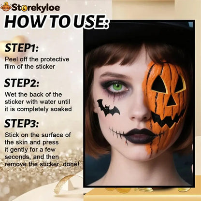 🎃👻 50% OFF TODAY! 3 pcs　Create a Spooky Halloween Look in Seconds, No Messy Face Paint Just Easy Water-Transfer Tattoos!
