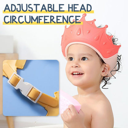 📢📢48% OFF !! ⏰ Kids' Ear Protective Cap – Waterproof Shower Hat, Adjustable & Cartoon Crown Design ✨