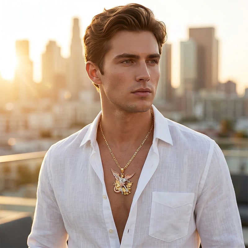🎁2026 New Arrivals 49% OFF💥Tri-Tone Angel Guardian Pendant Necklace – Elegant & symbolic – Perfect for daily wear or gifting – delicate and meaningful ✨💛🪽