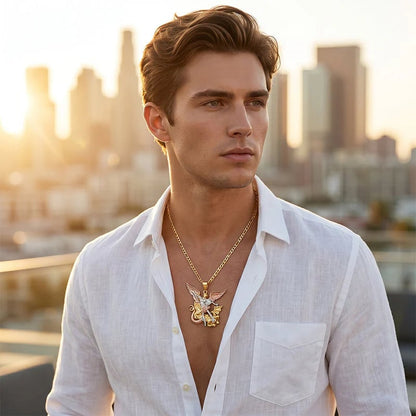 🎁2026 New Arrivals 49% OFF💥Tri-Tone Angel Guardian Pendant Necklace – Elegant & symbolic – Perfect for daily wear or gifting – delicate and meaningful ✨💛🪽