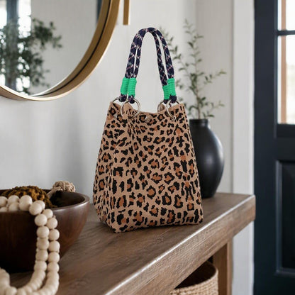 🏆👜 Limited-Time Sale: 50% OFF 🌴 Boho Leopard Woven Tote Bag | Stylish Daily Handbag