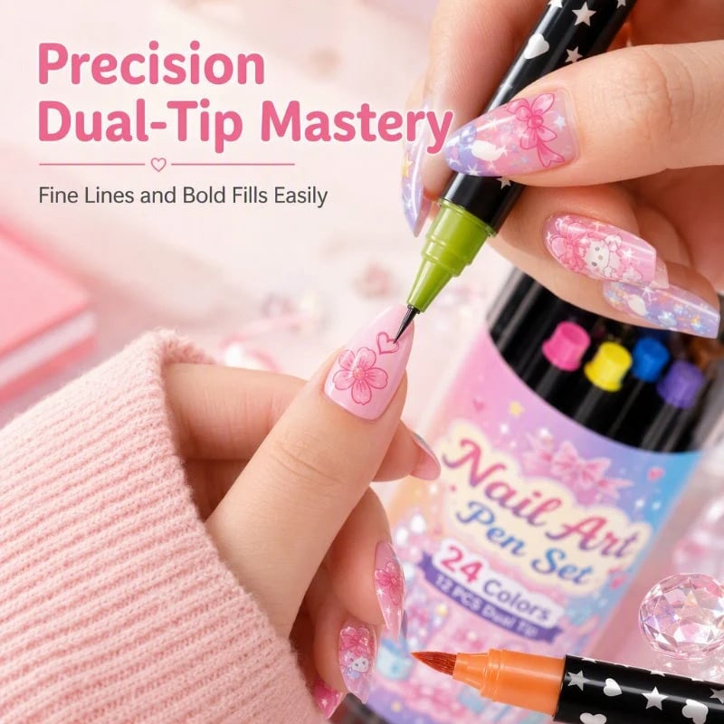 📢📢48% OFF !!⏰24 Colors Dual Ended Nail Art Pens Set🪄🎨