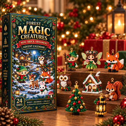 ⏳ Last day to save 49% – 🎄 24‑Day Forest Magic Creatures Ornament Advent Calendar | 24 collectible buildable forest fantasy brick decorations with hangers—perfect for holiday wreaths, mantel styling and Christmas tree trimming 🧝