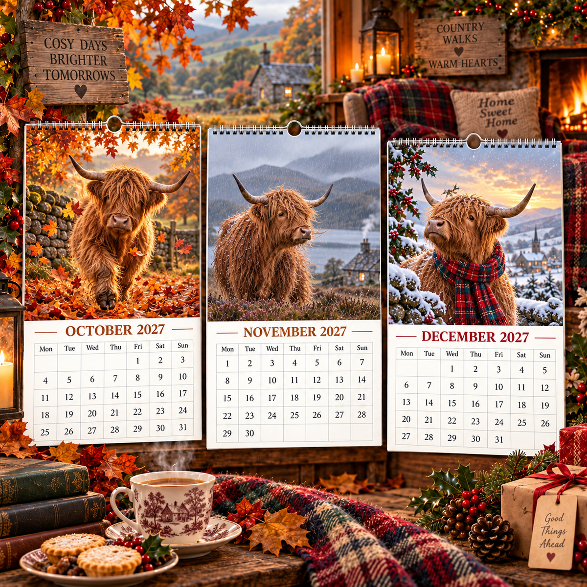 ✨🌿2027 Highland Cows Through The Seasons Calendar🐄