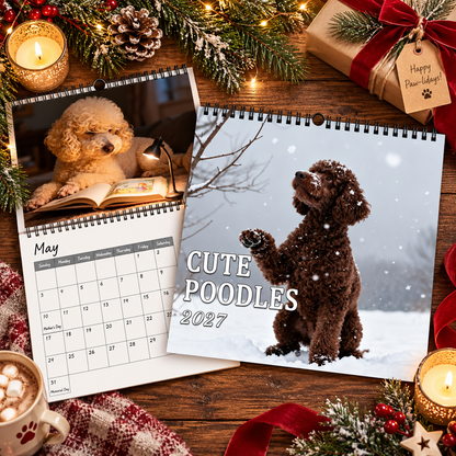 Cute Poodles 2027 Wall Calendar – 12-Month Poodle Calendar, Adorable Fluffy Dog Scenes Hanging Planner for Poodle Lovers & Dog Moms
