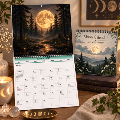 Moon Calendar 2027 Wall Calendar – 12-Month Mystical Moon Phase Calendar, Celestial Lunar Planner for Moon Lovers & Nature Enthusiasts