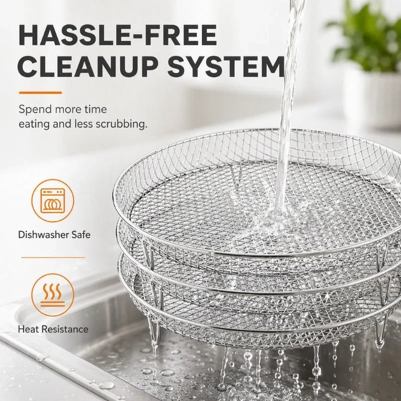 🍗 Stackable Stainless Steel Air Fryer Rack – Multi-Level Cooking & Dehydrating Tray
