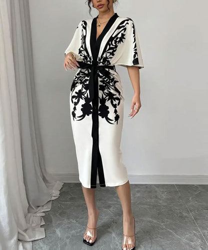 Noir Print Midi Dress