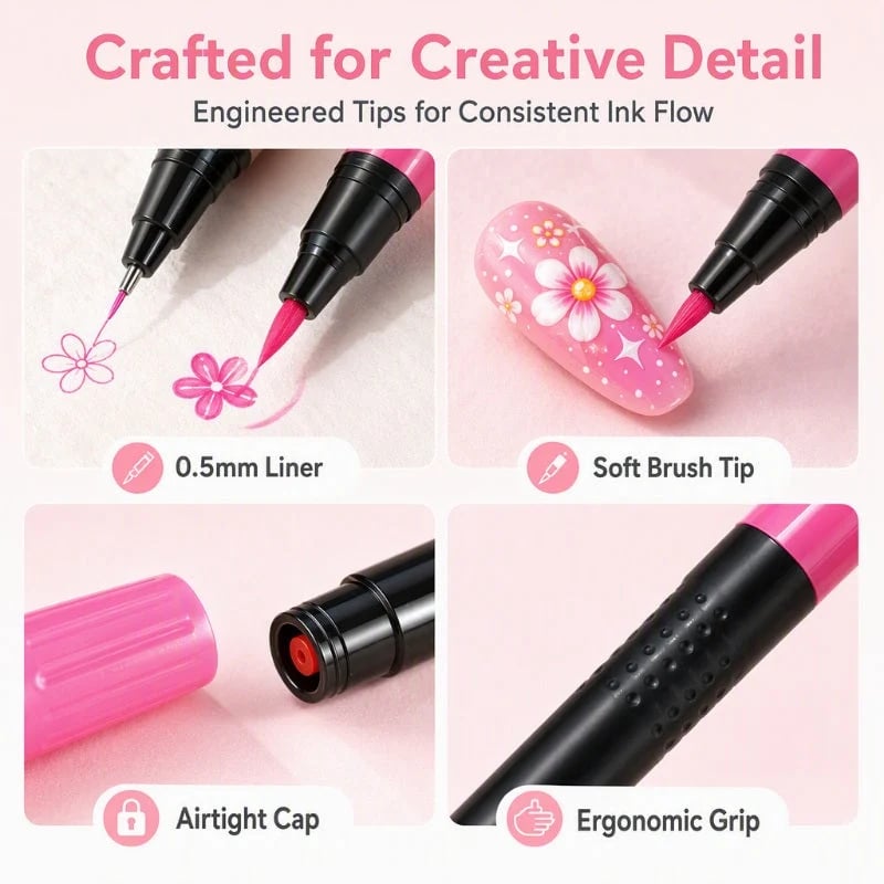 📢📢48% OFF !!⏰24 Colors Dual Ended Nail Art Pens Set🪄🎨