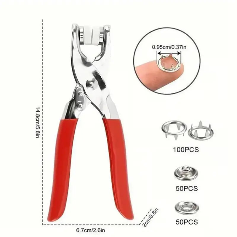 100pcs Invisible Colored Metal Buckle & 1 Count Manual Pressure Pliers