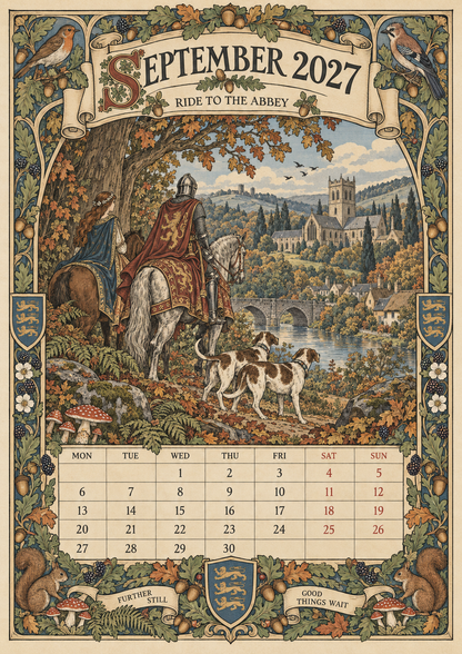 🏰 A Year of Knightly Tales – 2027 Medieval-Inspired British Wall Calendar
