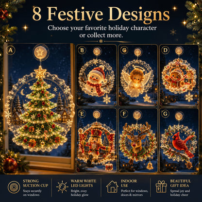 ✨⏳ Last Day 49% OFF – 🎄Lighted Christmas Window Decoration with Suction Cup | Warm LED Window Light with Double-Layer Design & Multiple Festive Styles ✨
