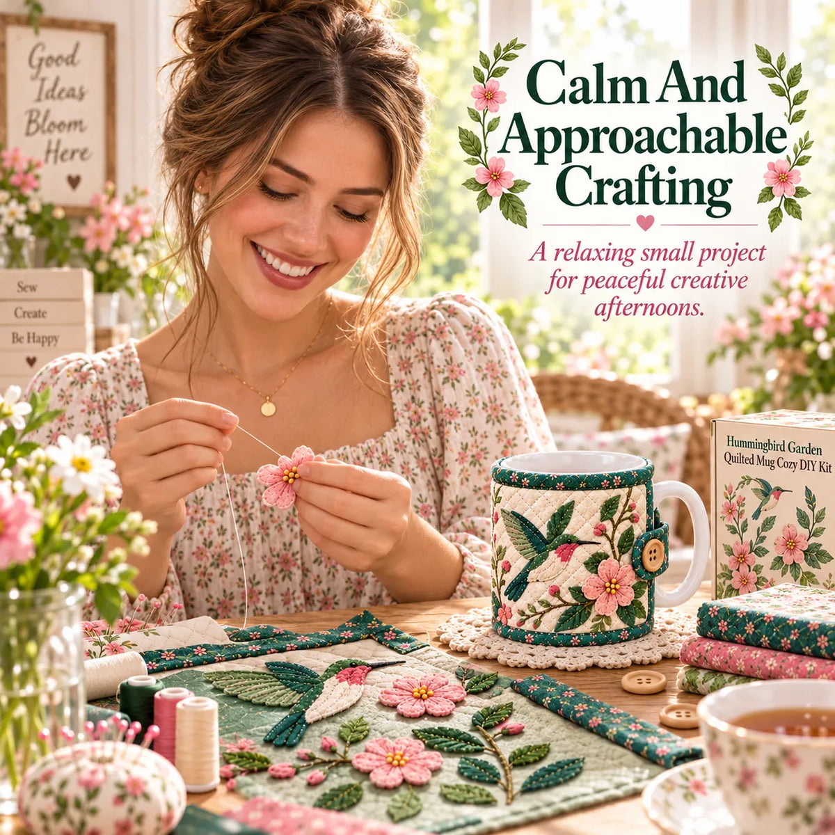 🌸Garden Quilted Mug Cozy DIY Kit