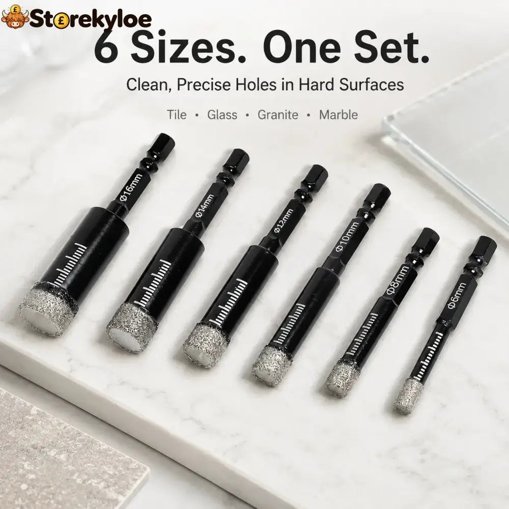🔥6 Pcs Diamond Drill Bits Set 1/4 5/6 3/8 1/2 Inch Brazed Diamond Drill Bits for Precision Drilling in Tile Ceramic