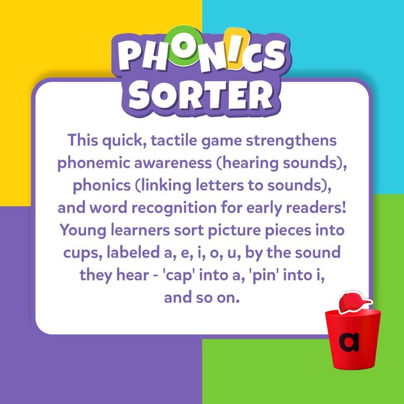 📚Phonics Vowel Sorting Toy(100+ Picture Pieces) – Early Literacy Learning Activity for Preschool & Kindergarten Kids Ages 4-7✨