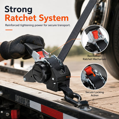 Dual-end Retractable Ratchet Tie Down Straps
