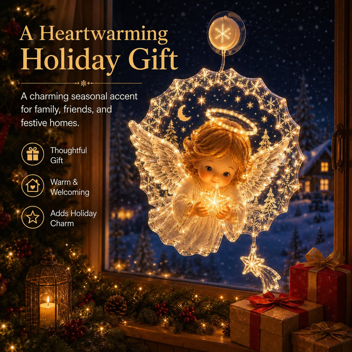 ✨⏳ Last Day 49% OFF – 🎄Lighted Christmas Window Decoration with Suction Cup | Warm LED Window Light with Double-Layer Design & Multiple Festive Styles ✨