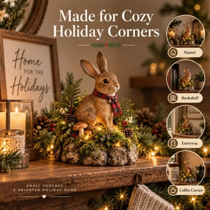 🐇Lighted Woodland Christmas Rabbit Figurine