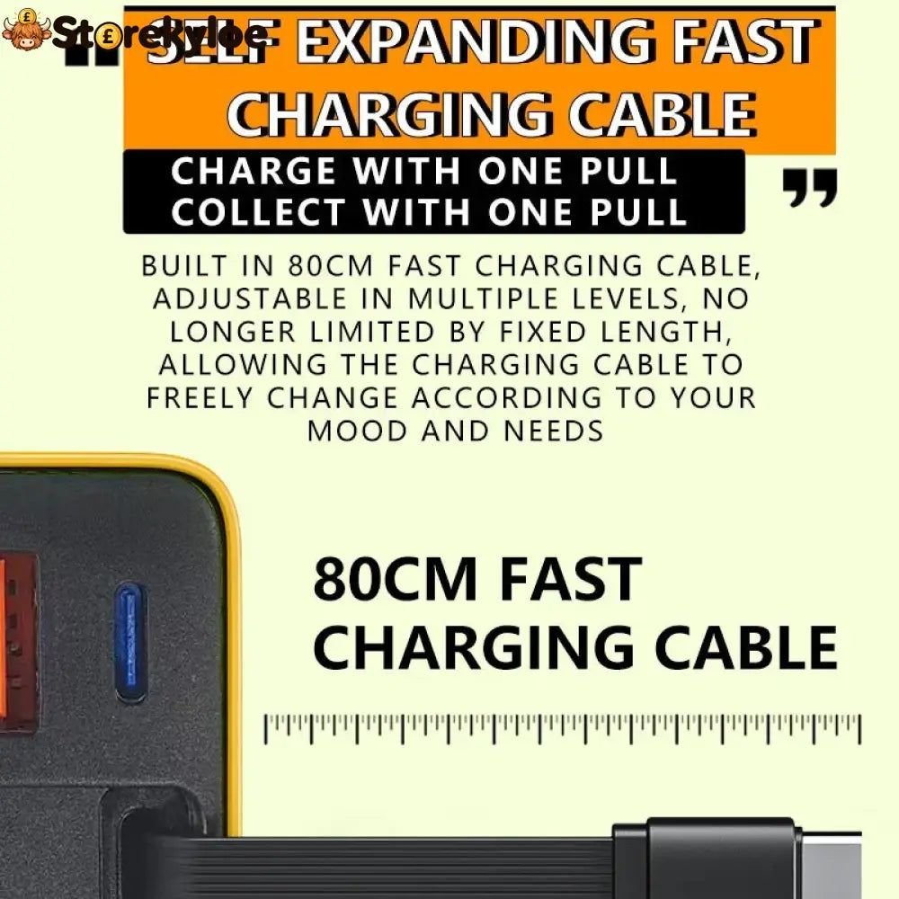 💥65w Fast Charging Phone Charger Block With Retractable 80cm Type-c Cable