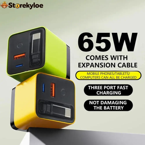 💥65w Fast Charging Phone Charger Block With Retractable 80cm Type-c Cable