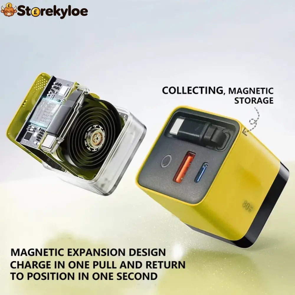 💥65w Fast Charging Phone Charger Block With Retractable 80cm Type-c Cable