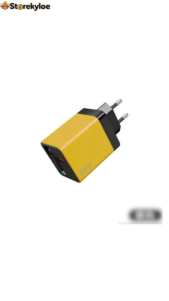 💥65w Fast Charging Phone Charger Block With Retractable 80cm Type-c Cable - US / Yellow