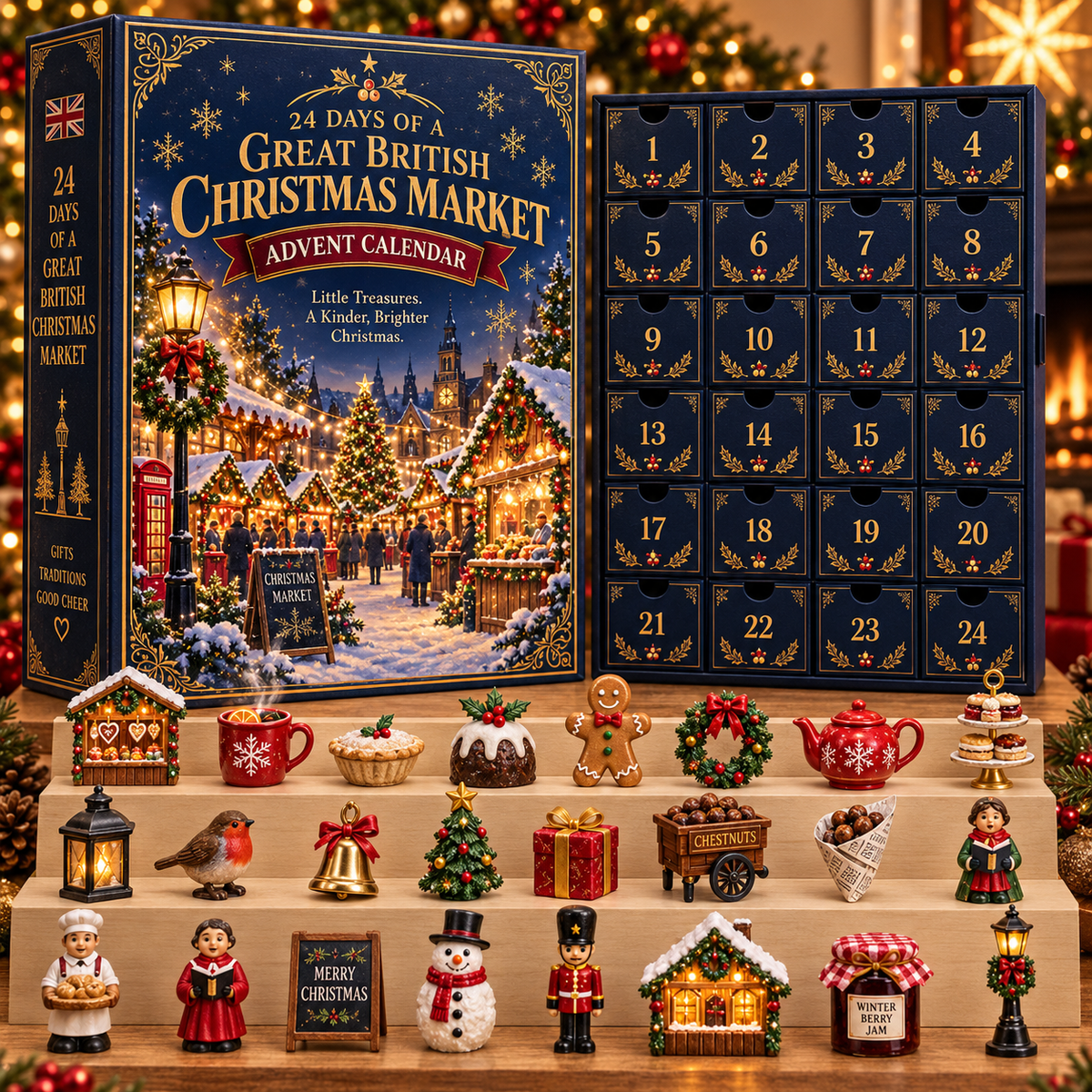 24 Days of a Great British Christmas Market Advent Calendar – 24 Festive Miniature Surprises
