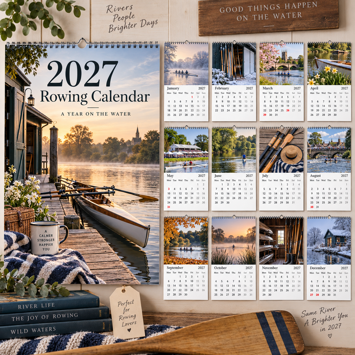 📅 2027 Rowing Calendar - A4 Hanging Calendar