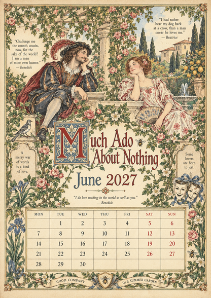 A Shakespearean Year 2027 – 12 Plays Through the Seasons | Vintage Illustrated Wall Calendar
