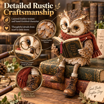 Reading Owl Figurine – Cosy Bookshelf Decor for Book Lovers