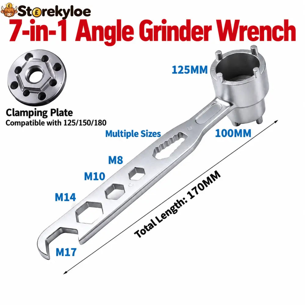 7-in-1 Angle Grinder Wrench+ (Clamping Plate Compatible with 125/150/180)