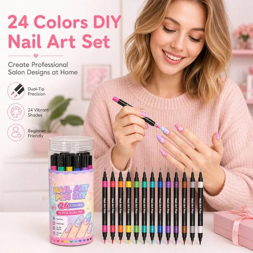 📢📢48% OFF !!⏰24 Colors Dual Ended Nail Art Pens Set🪄🎨