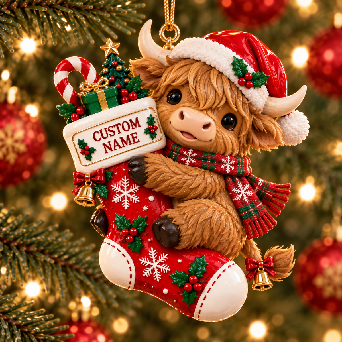 🎄 Personalized Christmas Stocking Animal Ornament