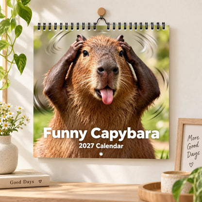 📢📢49% OFF ! Funny Capybara 2027 Wall Calendar – 12-Month Cute & Playful Capybara Calendar, Spiral Hanging Wall Planner for Capybara Lovers & Nature Fans
