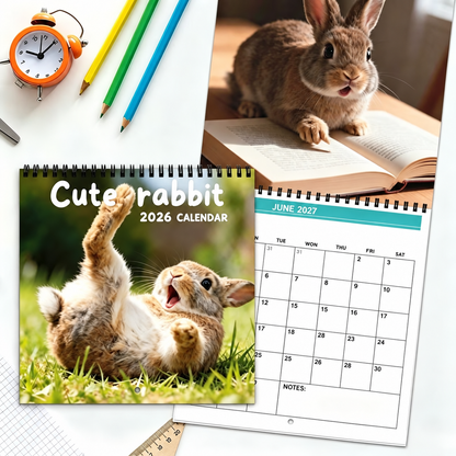 Cute Rabbits 2027 Wall Calendar – 12-Month Funny Bunny Calendar, Adorable Fluffy Rabbit Scenes Hanging Planner for Bunny Lovers & Family Gift