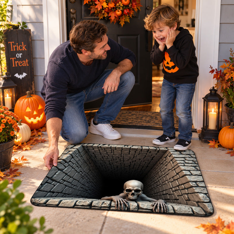Halloween 3D Skeleton Pit Illusion Rug