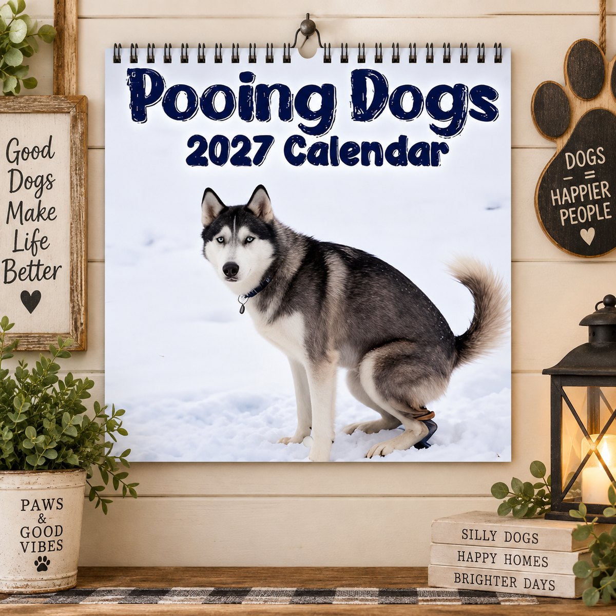 Pooing Dogs 2027 Wall Calendar – 12-Month Funny Dog Calendar, Hilarious Pooping Dog Scenes Hanging Planner for Dog Lovers & Gag Gift