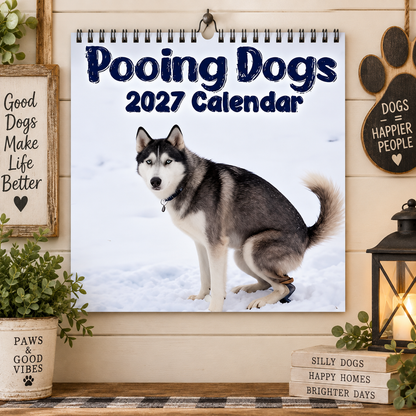 Pooing Dogs 2027 Wall Calendar – 12-Month Funny Dog Calendar, Hilarious Pooping Dog Scenes Hanging Planner for Dog Lovers & Gag Gift