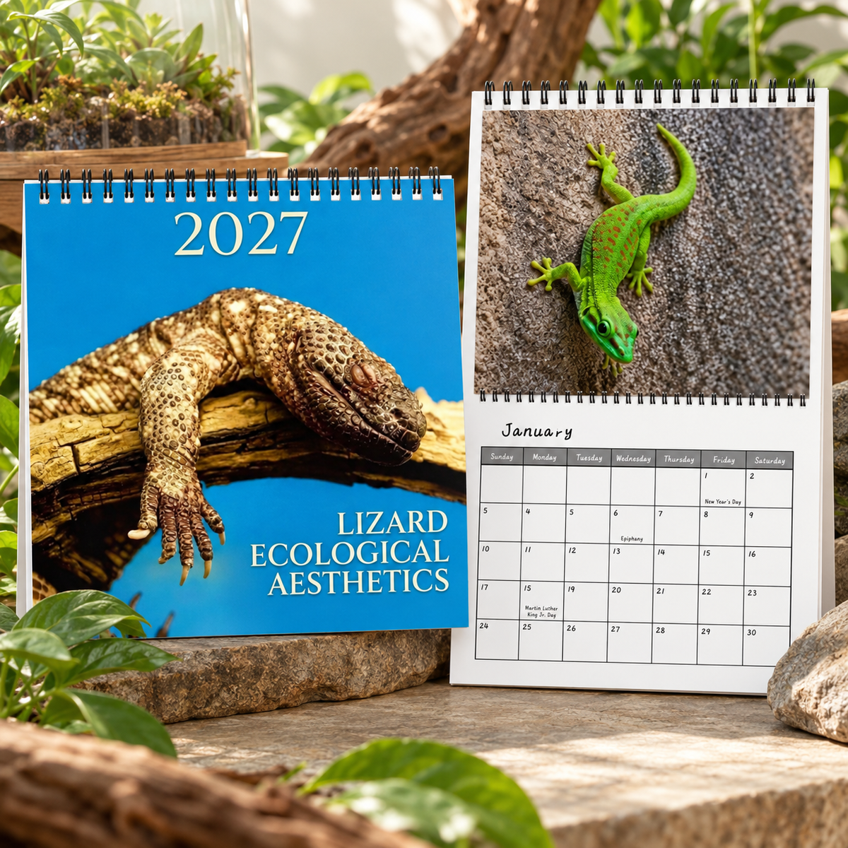 Lizard Ecological Aesthetics 2027 Wall Calendar – 12-Month Lizard Calendar, Extraordinary Reptile Wildlife Photography Hanging Planner for Nature & Reptile Lovers