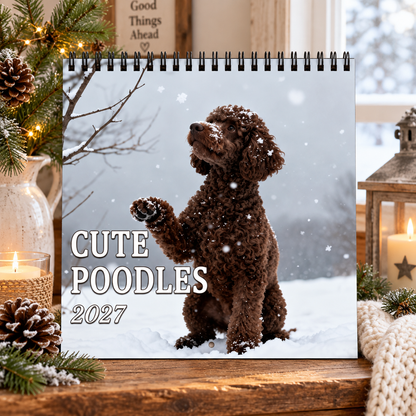 Cute Poodles 2027 Wall Calendar – 12-Month Poodle Calendar, Adorable Fluffy Dog Scenes Hanging Planner for Poodle Lovers & Dog Moms