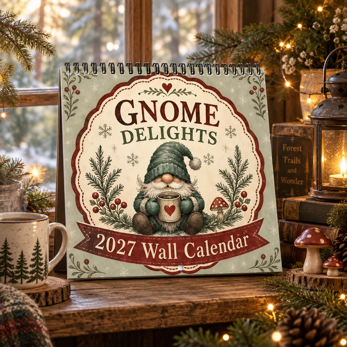 Gnome Delights 2027 Wall Calendar – 12-Month Forest Gnome Calendar, Woodland Magic Hanging Wall Planner for Gnome Lovers & Nature Enthusiasts