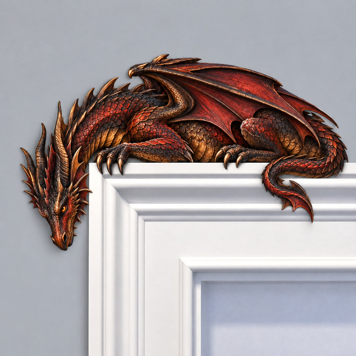 🐉🔥 Sleeping Dragon Door Topper | Medieval Fantasy Dragon Guardian Wall Décor 🏰✨