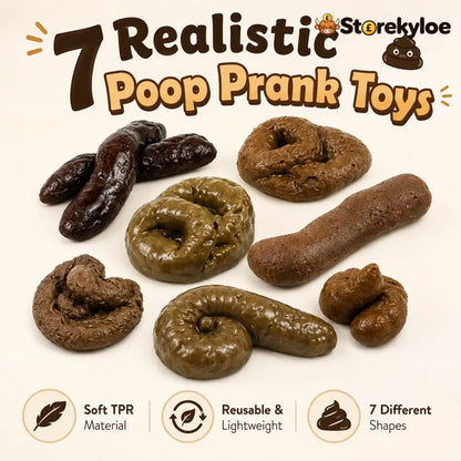 🔥7PCS Realistic Fake Poop Prank Set – Hilarious Gag Gift for Parties & Office